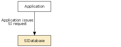 The application makes a request to the SI database.